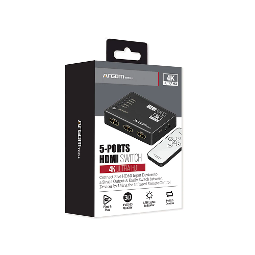SWITCH 5 PUERTOS HDMI ARGOM 4K ULTRA ARG-AV-5125