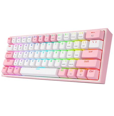 TECLADO MECANICO GAMING REDRAGON FIZZ PRO K616-RGB TRIMODE PINK/WHITE