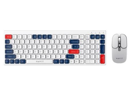 COMBO DE TECLADO Y MOUSE INALAMBRICO HAVIT KB830WB HVKB-KB830WB-WH DUAL MODE 2.4 GHz+BT 5.1
