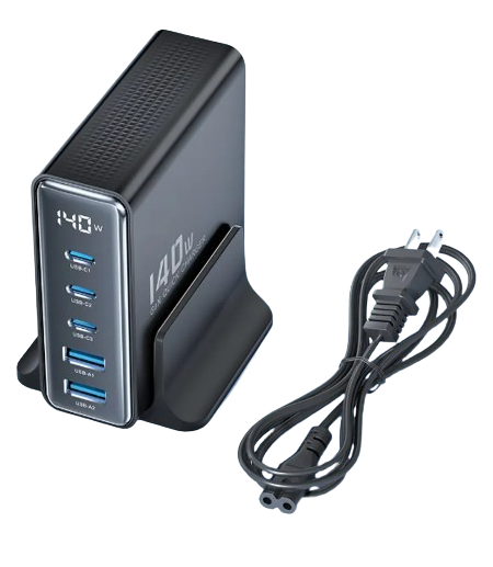 CARGADOR MULTIPLE 2 USB-A + 3 TIPO-C GAN 140W TOOCKI TCTZM-XRA01