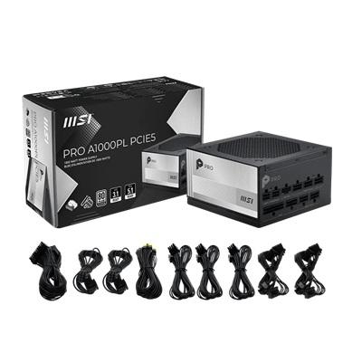 FUENTE DE PODER MSI PRO A1000PL PCIE5 1000W 80 PLUS PLATINUM FULL MODULAR ATX 306-7ZPLX12-HD8