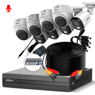 KIT DE CAMARAS DAHUA DH-XVR1B08-I FULL HD/8 CAMARAS+DVR+ACCESORIOS+AUDIO(NO HDD)