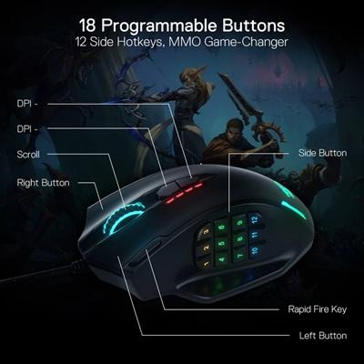 MOUSE GAMING USB REDRAGON IMPACT M908 RGB BLACK