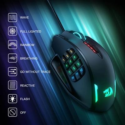 MOUSE GAMING USB REDRAGON IMPACT M908 RGB BLACK