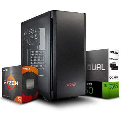 PC MAX AMD RYZEN 5 5600T 512GB SSD 16GB RAM RTX 5050 CASE XPG INVADER FUENTE 600W ADATA PROBE BRONCE 