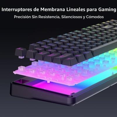 TECLADO GAMING INALAMBRICO RECARGABLE TRIMODE REDRAGON VOLCANO PRO K526 BLACK ESP