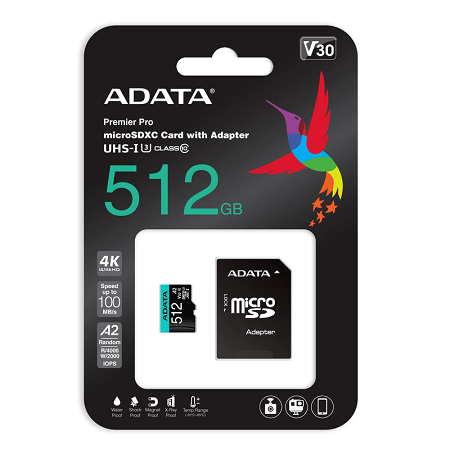 MEMORIA MICRO SD ADATA 512GB UHS-I   AUSDX512GUI3V30SA2-RA1